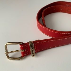 Authentic Leather Playboy Red and Gold Belt -30-32